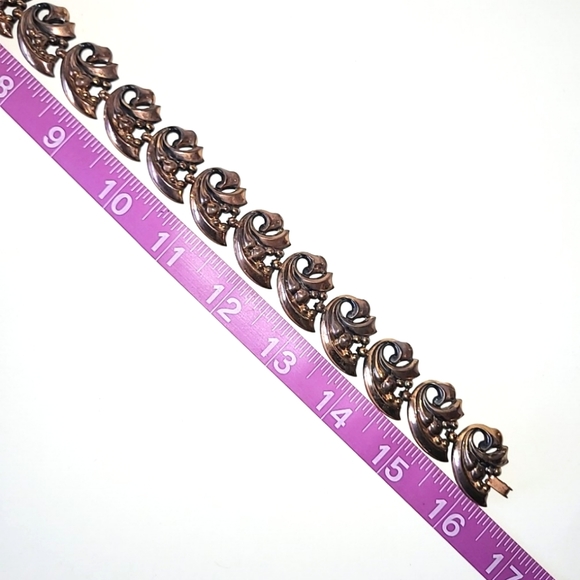 VINTAGE COPPER PARURE - NECKLACE, BRACELET, EARRINGS SET - Picture 10 of 12